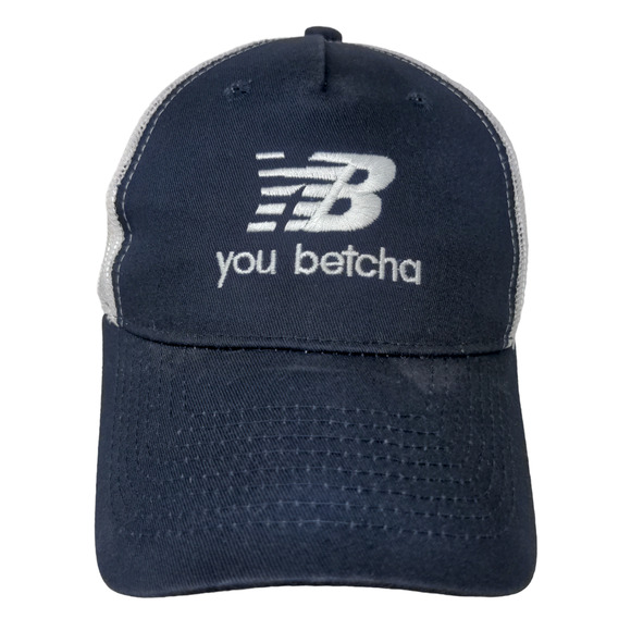 You Betcha Mens Snapback Mesh Back Hat Blue White Adjustable Embroidered Logo - Picture 1 of 12